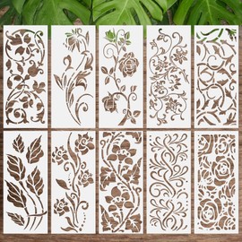 10 Pieces Leaf Painting Stencils Leaf Wall Stencil Botanical Leaves Reusable DIY Crafts Drawing Templates Stencils for Painting on Wood Wall Canvas Card Home Decor