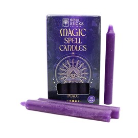 Soul Sticks Peace 4' Magic Spell Chime Taper Candles, 20 pcs - Ideal for Altar, Rituals, Ceremonies, Meditation Purple Candle for Witchcraft Supplies, Wiccan, Candles Clearance