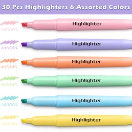 Duchong 30 Count Highlighters, Pastel Highlighters Assorted Colors Bulks, Chisel Tip Dry-Quickly Highlighter Markers for Adult Kids, Office Classroom Must Have, School Supplies for Teachers