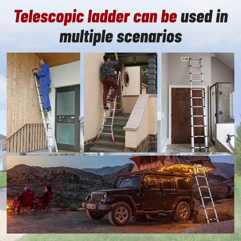 findmall 10.5FT / 3.2M Aluminum Telescopic Ladder Folding Step Inward