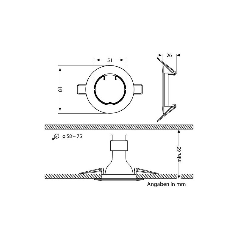 ledscom.de 10 pcs. recessed Ceiling Frame Fere, Round, White matt