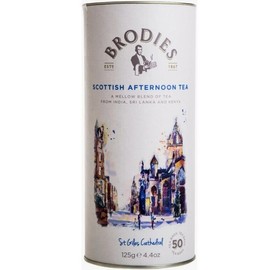 BRODIES FAMOUS EDINBURGH, AFTERNOON TEA BLACK TEA BLEND CANISTER DRUM, 50 BAGS