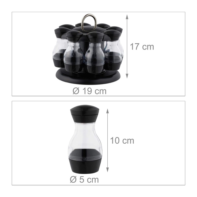 Relaxdays Spice Carousel with 8 Spice Shakers, 360° Rotation, Portable,