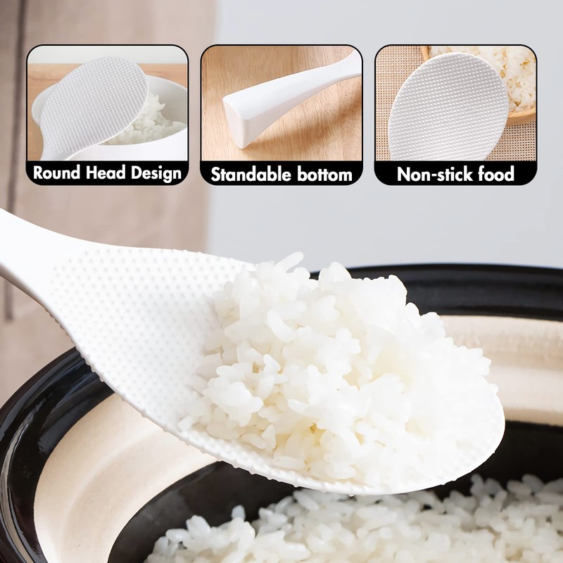 FireKylin 2 Pcs Plastic Rice Paddle,Non Stick Standing Rice Spoon