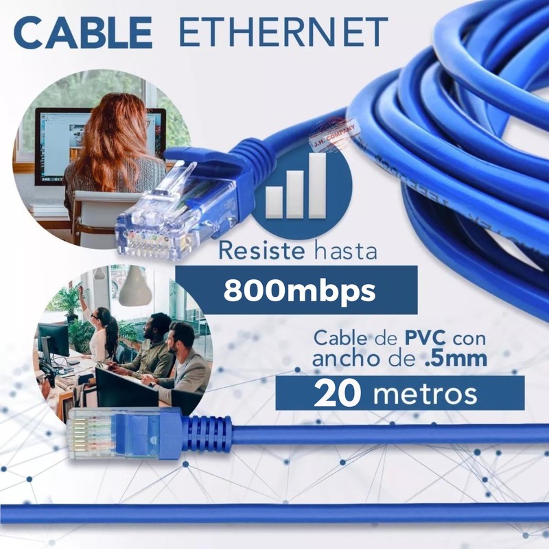 Genérico - Cable de Red Ethernet 20 metros Categoría CAT