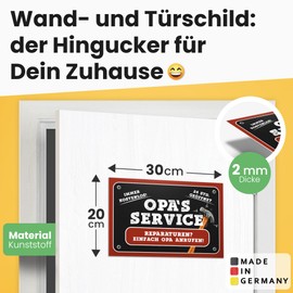 DankeDir! Grandpa's Service Sign 30 x 20 cm - Cute Door Sign Grandpa's Workshop Wall Decoration Gift Idea Birthday Gift Grandpa Personal Sweet Gift Grandfather Grandparents