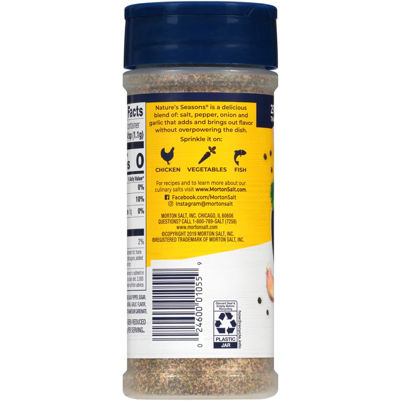 Morton 25% Less Sodium Nature's Seasons Seasoning Blend, 7.5 Ounce