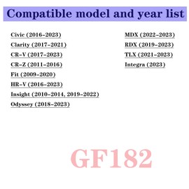 GF182 Cabin Air Filter For Civic 2016-2023, Clarity 2017-2021, CR-V 2017-2023, CR-Z 2011-2016, Fit 2009-2020, HR-V 2016-2023, Odyssey 2018-2023, Insight 10-14,19-22, MDX,RDX,TLX,Integra