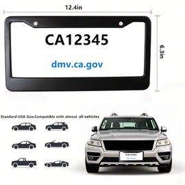 Fashion 2 Holes Round Black Matte License Plate Frames,Stainless Steel License Plate Covers,Weather Proof License Plate Holders for Women(2 Holes Round Black,2PCS)