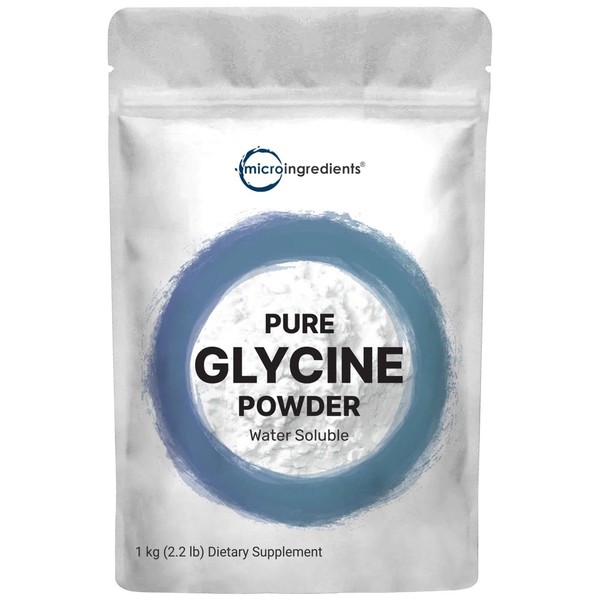Micro Ingredients Glycine Powder, 1KG (2.2 Pounds), Glycine 1000mg Per Serving, Supports Restful Sleep and Neurotransmitter, Water Soluble and Products of USA