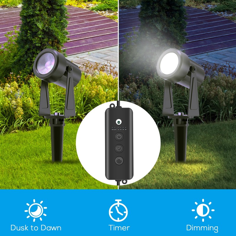 SUNTHIN Outdoor Landscape Lighting with Dusk to Dawn Sensor Controller,
