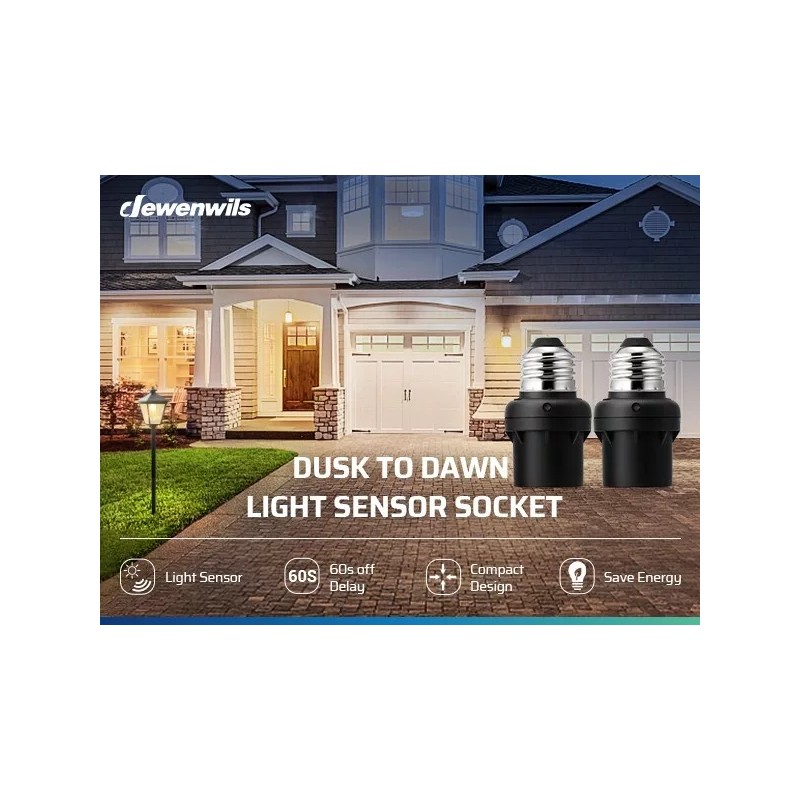 DEWENWILS Dusk to Dawn Light Bulb Sockets Light Sensor Socket