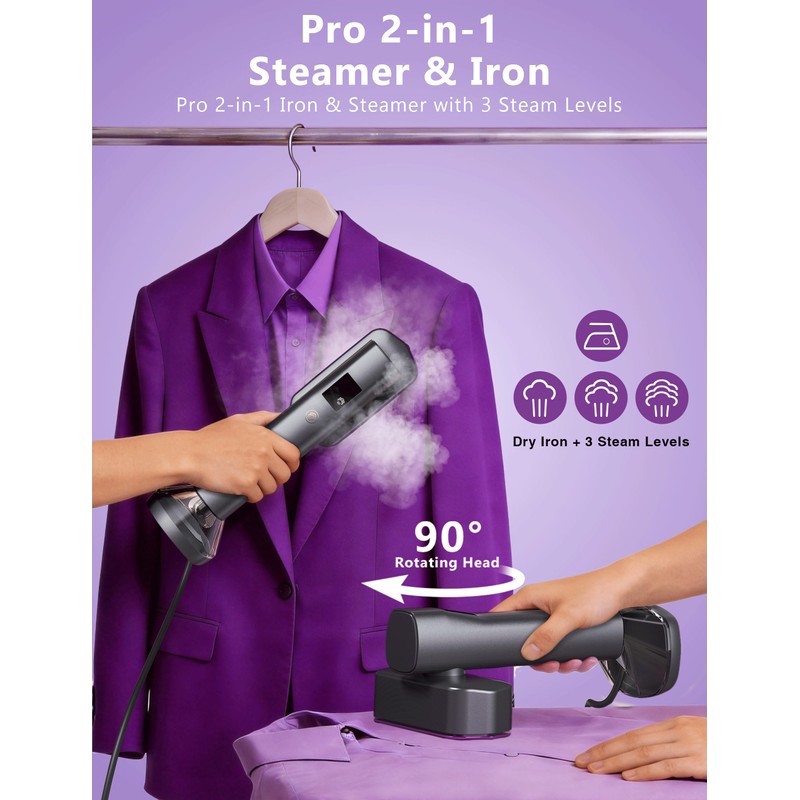 Steamer for Clothes,Portable Handheld Garment Steamer, 200ml Capacity,1000W 15s Fast