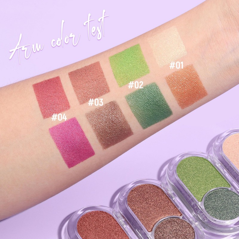 BEUKING Glitter Eyeshadow, Long Lasting Two-tone Powder Palette Shimmer Metal
