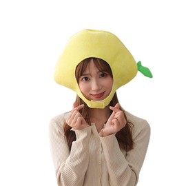 LUOZZY Lemon Adult Hat Lemon Costume Plush Lemon Shape Hat Soft Fruit Headgear One Size for Party Christmas Carnival Cosplay Costume Headwear