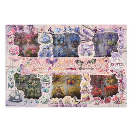 EAMOTOL Plants Flowers PET Journals Stickers - 150 Sheets Floral Decorative Scrapbooking Supplies Material Sticker Decal for Journaling Diary Scrapbook Handbook Album Planners Calendars