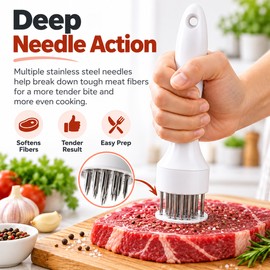 Handheld Meat Tenderizer for Pork, Chicken & Beef – 21 Stainless Steel Needles with Spring-Back Design for Home Cooking