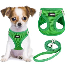 YIMEIS Dog Harness and Leash Set, No Pull Soft Mesh Pet Harness, Reflective Adjustable Puppy Vest for Small Medium Large Dogs, Cats (Green, Small (Pack of 1)