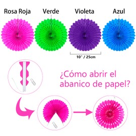 OranSee Decoración de Fiestas, 33pk Abanicos de Papel Vistosa para Colgar, Pompones, Banderín, Cuerda de guirnalda, Bandera para Fiestas de Cumpleaños, Decoración de Bodas, Fiesta Mexicana(Multicolor)