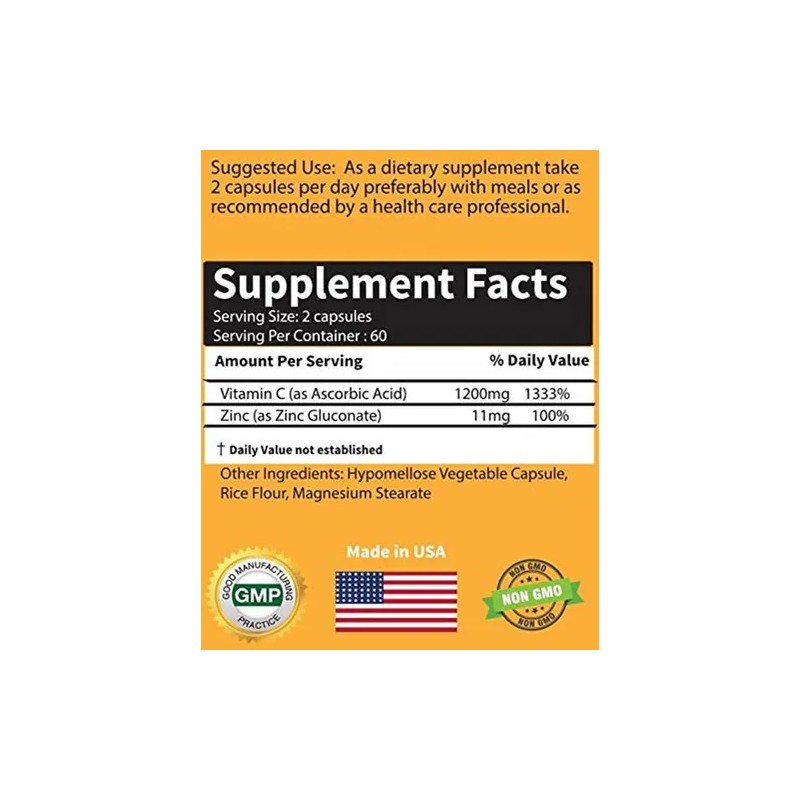 Raesun Botanics Vitamina C 1200 Mg Zinc Capsulas Vegetales