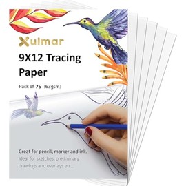 Xulmar Tracing Paper A4 63 GSM - Pack of 75 Sheets Tracing Paper for Sewing Patterns, Drawing Overlays & Sketching on Art Paper & Sketch Book (9x12(75Sheets) 63 GSM)