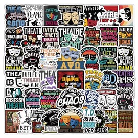 50 Pcs Theater Stickers,Theater Graffiti Stickers,Vinyl Waterproof Sticker for Kids Teens Girls,for Phone Laptop Water Bottles Skateboard Computer Luggage Guitar Car Gifts Sticker