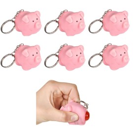 6 Count 2 Inch Rubber Naughty Pooping Pig Keychain Novelty Joke Gag Gift