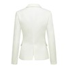 LookbookStore Women White Notched Lapel Pocket Button Work Office Blazer