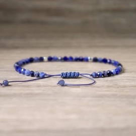 Unbranded Natural Sodalite Faceted 3mm Bead Minimalist Tibetan Healing Stone Bracelet Gift