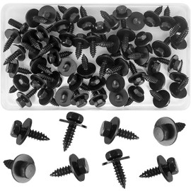 55 Pcs Hex Head Tek Self Tapping Screws with Gaskets, 5.5-6mmx19mm Self-Drilling Hex Head Bolts Screws with Captive Loose Washers for Car Auto Body Fender and Bumper Guard Plate Fixings