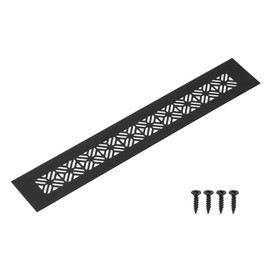 sourcing map Aluminum Alloy Air Vents, 300 x 50mm / 11.8 x 2" Rectangle Louvered Ventilation Grille Cover with Mounting Screws for Door Cabinet Wardrobe, Matt Black