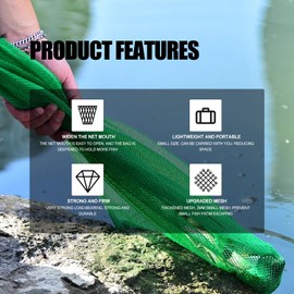 Dingbear Fishnet Bag - Nylon Fishing Net Fishing Collection Bag Fine Mesh Thickened Bag Foldable Long Fish Net Bag (1.5 m x 0.8 m)