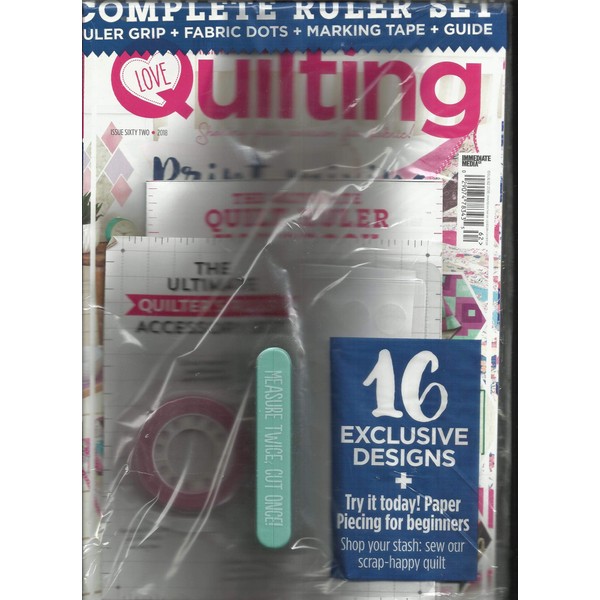 PATCHWORK & LOVE QUILTING, COMPLETE RULER SET INCLUDED. ISSUE, 2018