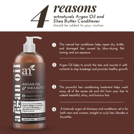ArtNaturals Argan Oil Hair Conditioner - (16 Fl Oz / 473ml) - Sulfate Free - Deep Conditioning Treatment for Natural, Oily, Curly, Color Treated, Damaged and Dry Hair - Moisturizing for Men and Women