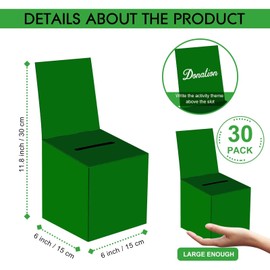 zzhxkjhky 30 Pack Raffle Boxes Ballot Box Suggestion Box with Slot, 6 x 6 x 6 Inch Cardboard Raffle Boxes with Slot for Ticket and Removable Header for Collecting Business Card Voting Contest (Green)