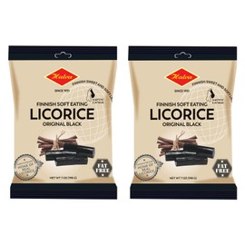 Halva European Style Licorice - Finnish Sweet and Soft Eating Licorice - 7 Ounce Bag - Pack of 2 (Original Black)