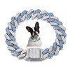 Blue Dog Chain Collar For Large Dogs, Diamond Cuban Link