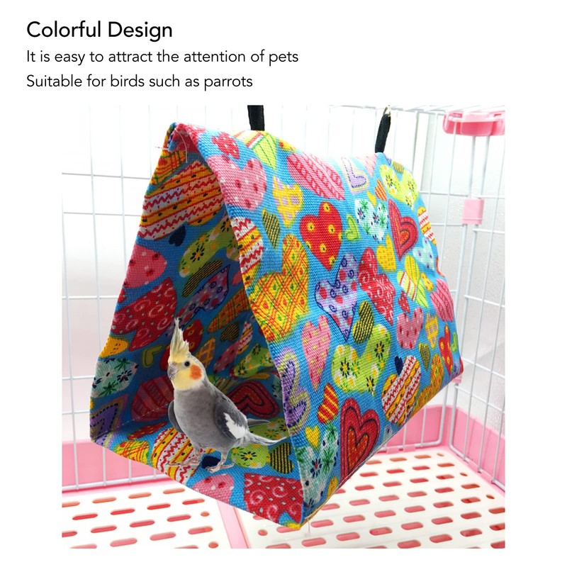 Bird Hanging Bed, Playing Triangular Canvas Colorful Parrots House Bed