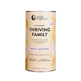 Nutra Organics Thriving Family Protein Unflavoured 450g | Family-Friendly Wholefood Multivitamin | for Healthy Gut & Easy Digestion (15 Serves)