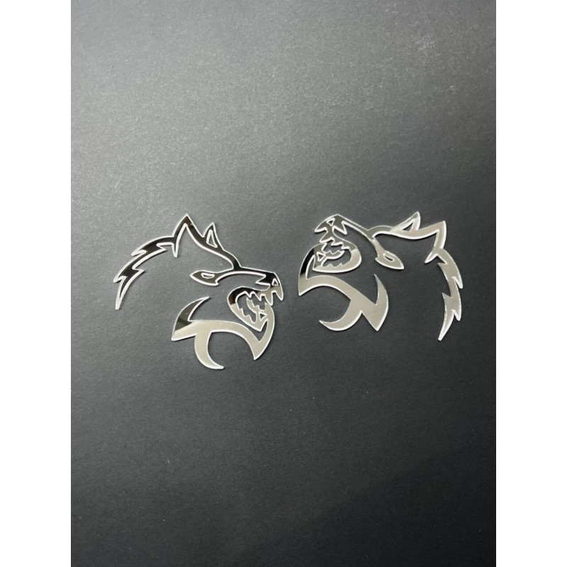 Emblem Badge Mirror Wolf Badges Emblem Car/Truck, (2) BADGES, Fender