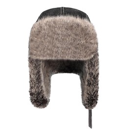 ITODA Faux Fur Trapper Hat Windproof Aviator Hat Russian Ushanka Hat Winter Pilot Cap Thermal Trooper Hat with Earflaps for Skiing Cycling Hunting Running Outdoors Black