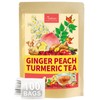 TeeLux Ginger Peach Turmeric Tea Bags, Warm Ginger with Tart