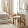 HNY Modern Linen Ottoman- Low-Back Makeup Seat & Lounge Footrest