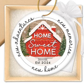 HEXMOZ House Warming Gifts New Home - Housewarming Gifts for New House Couple, Women - First New Home Ornament 2024, Home Sweet Home - New Homeowner Gift Ideas Keepsake - Ceramic Christmas Ornament