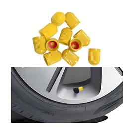Mandark 50PCS Car Tire Stem Valve Caps, Dustproof Vehicle Stem Covers with O Rubber Ring, Airtight Seal Automotive Interior Tyre Air Cap Accessories, Universal for Bikes Truck Motorcycles (Yellow)