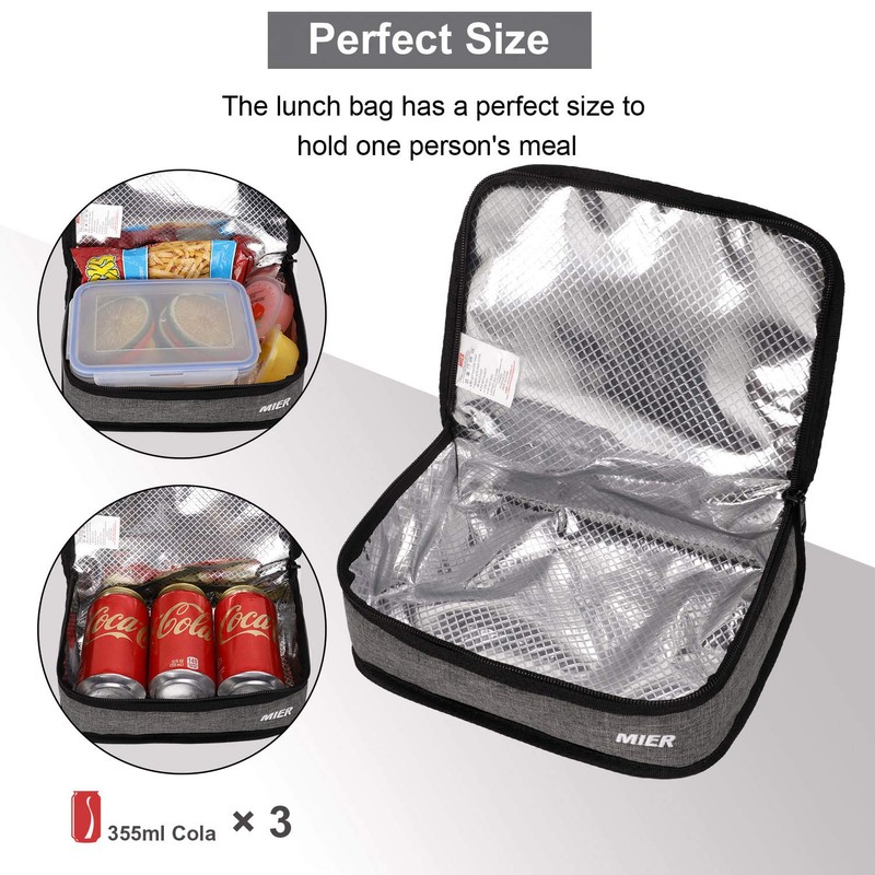 MIER Portable Thermal Insulated Cooler Bag Mini Lunch Bag for