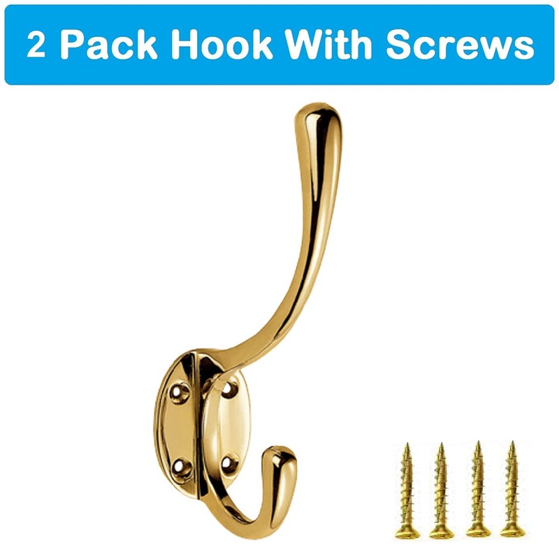 TERF® Polished Brass Double Wall Mounted & Door Hooks Hat