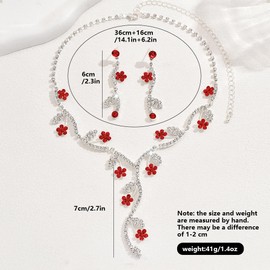 FFWTPY 2 Piece Jewellery Set Rhinestone Necklace Earring Bracelet Set for Wedding and Dinner Birthday Gift, Copper, No Gemstone