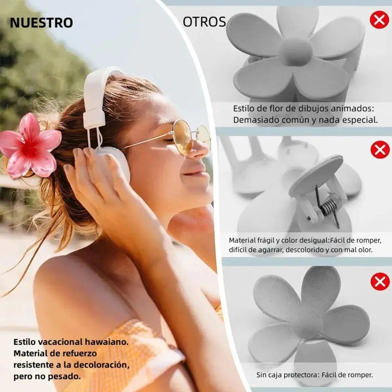 18pz Pinzas Para Pelo Con Forma De Flor De Plumeria