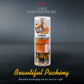 HORUSDY Screwdriver Set | 11-Pieces | 5 Flat & 5 Phillips Head Magnetic Screw Driver Set | Chrome Vanadium Steel